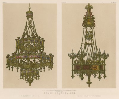 F Barbedienne, Paris, Messrs Hulett and Co, London द्वारा पीतल के झाड़ द्वारा अंग्रेजी स्कूल