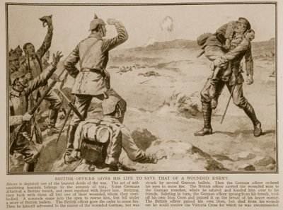 अंग्रेज अधिकारी एक घायल दुश्मन को बचाने के लिए अपनी जान दे देता है, 1914-19 द्वारा अंग्रेजी स्कूल