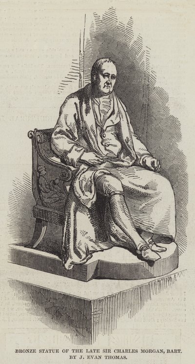 जे इवान थॉमस द्वारा स्वर्गीय सर चार्ल्स मॉर्गन, बैरोनेट की कांस्य प्रतिमा (उत्कीर्णन) द्वारा अंग्रेजी स्कूल