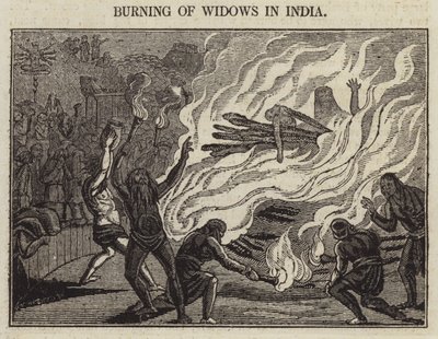 भारत में विधवाओं को जलाना (उत्कीर्णन) द्वारा अंग्रेजी स्कूल