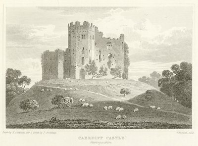 Caerdiff कैसल, Glamorganshire (उत्कीर्णन) द्वारा अंग्रेजी स्कूल