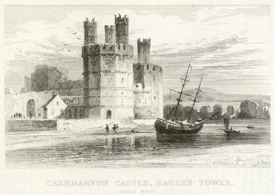 Caernarvon कैसल, ईगल टॉवर, उत्तरी वेल्स (उत्कीर्णन) द्वारा अंग्रेजी स्कूल