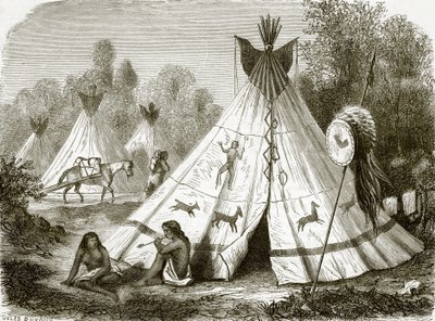 Comanche भारतीयों का शिविर द्वारा अंग्रेजी स्कूल