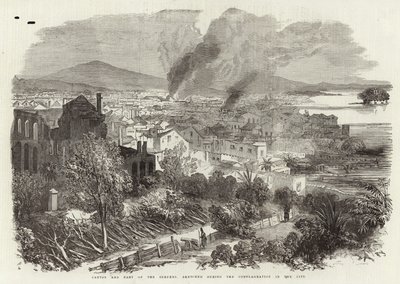 कैंटन और उपनगरों का हिस्सा, शहर में टकराव के दौरान स्केच किया गया द्वारा अंग्रेजी स्कूल