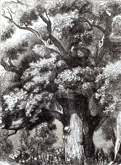 चार्ल्स द्वितीय (1630-85) ओक ट्री में छिपा, 14 अक्टूबर 1651 द्वारा अंग्रेजी स्कूल