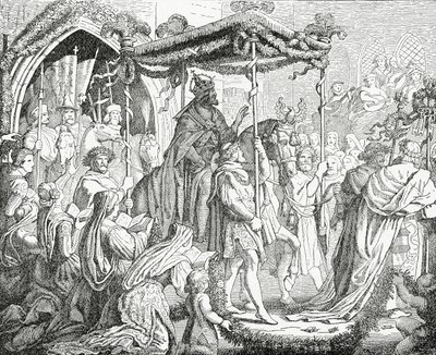 चार्ल्स IV, पवित्र रोमन सम्राट, 1365, 1882 में एविगन में पोप अर्बन वी का दौरा द्वारा अंग्रेजी स्कूल