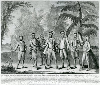 कैरोलिना से चेरोकी प्रमुख, c.1730 (उत्कीर्णन) द्वारा अंग्रेजी स्कूल