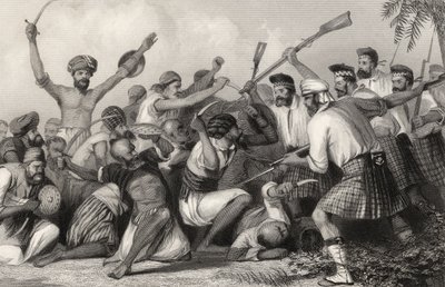 1858 में प्रकाशित &39;द हिस्ट्री ऑफ द इंडियन म्यूटिनी&39; से 6 मई 1858 को बरेली से पहले ग़ज़लों से संघर्ष द्वारा अंग्रेजी स्कूल