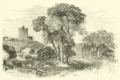 Conisborough (या Conisbourgh) कैसल (उत्कीर्णन) द्वारा अंग्रेजी स्कूल