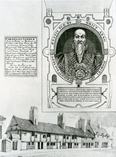 कॉर्नेलियस वान डन (1483-1577) मेमोरियल और अल्म्सहाउस, 1798 द्वारा अंग्रेजी स्कूल