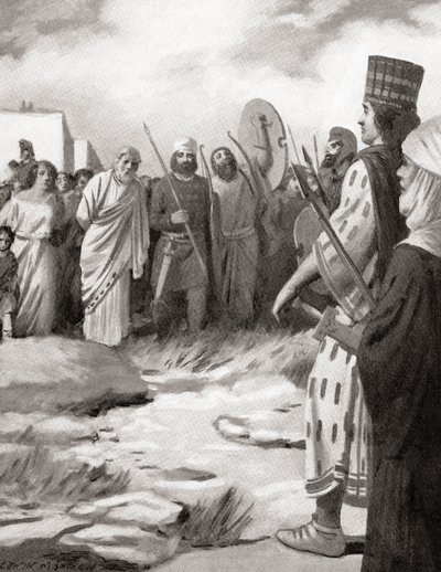 लिडिया के क्रॉसस ने साइरस द ग्रेट से पहले सरडिस पर कब्जा कर लिया, c.546 ईसा पूर्व, हचिंसन हिस्ट्री ऑफ द नेशंस, पब.1915 से द्वारा अंग्रेजी स्कूल