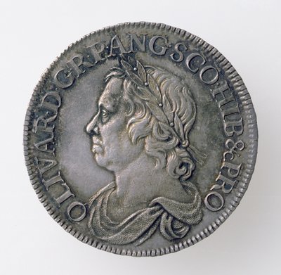 ओलिवर क्रॉवेल (1599-1658) का मुकुट, लंदन मिंट, 1658 (ओब्वर्स) (चांदी) (रिवर्स के लिए 168062 देखें) द्वारा अंग्रेजी स्कूल