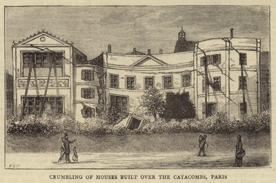 Catacombs, पेरिस (उत्कीर्णन) पर बने मकानों का टूटना द्वारा अंग्रेजी स्कूल