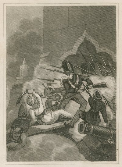 1799, भारत के सेरिगापट्टम की घेराबंदी में टीपू साहिब की मृत्यु द्वारा अंग्रेजी स्कूल