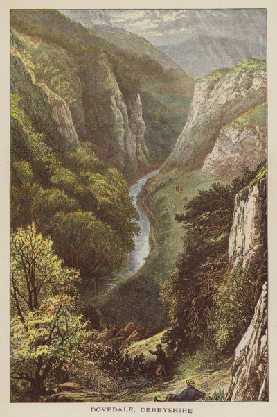 डोवेडेल, डर्बीशायर (रंगीन उत्कीर्णन) द्वारा अंग्रेजी स्कूल