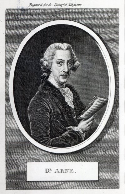 डॉ। अर्ने, &39;द यूनिवर्सल मैगजीन&39; के लिए उत्कीर्ण, 1787 (उत्कीर्णन) (bw फोटो) द्वारा अंग्रेजी स्कूल