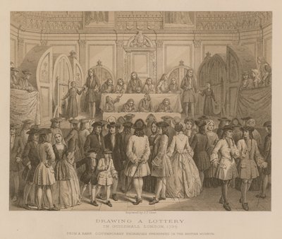 गाइडहॉल, लंदन, 1739 में एक लॉटरी खींचना द्वारा अंग्रेजी स्कूल