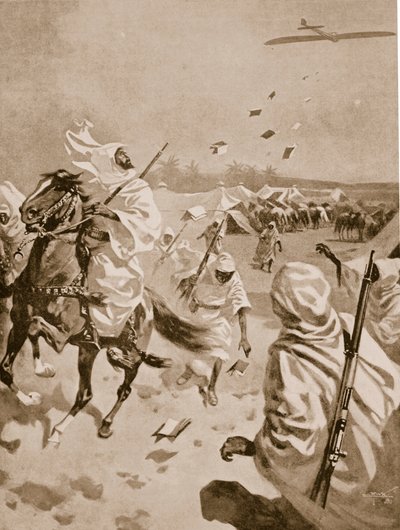 इटालो-तुर्की युद्ध, 1911-12 के दौरान अरबों पर पैम्फलेट गिराना द्वारा अंग्रेजी स्कूल