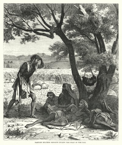 दिन की गर्मी के दौरान रिपोजिंग ईस्टर्न रीपर्स (उत्कीर्णन) द्वारा अंग्रेजी स्कूल
