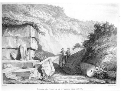 एडवर्ड डैनियल क्लार्क (1769-1822) यूरोप, एशिया और अफ्रीका के विभिन्न देशों में यात्रा के भाग 2 से ट्रूप में बृहस्पति लिबरेटर के मंदिर के अवशेषों का दौरा करते हैं, 1812 प्रकाशित (बीडब्ल्यू द्वारा अंग्रेजी स्कूल