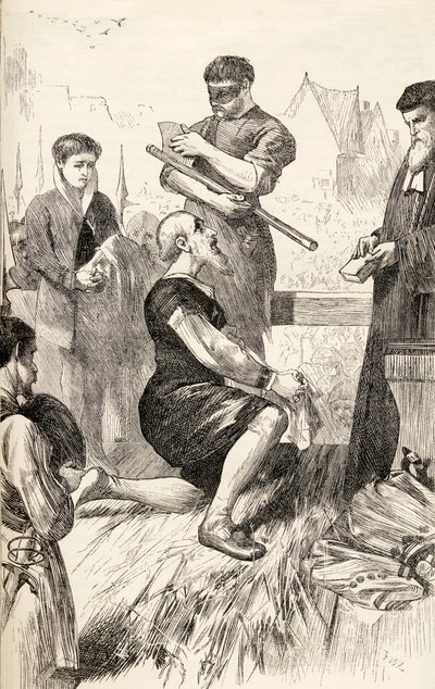 मचान पर एडवर्ड सेमोर ने अपने निष्पादन का इंतजार किया, c.1865 (लकड़ी की नक्काशी) द्वारा अंग्रेजी स्कूल