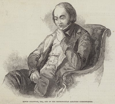 एडविन चाडविक, एस्क्वायर, मेट्रोपॉलिटन सेनेटरी कमिश्नरों में से एक (उत्कीर्णन) द्वारा अंग्रेजी स्कूल