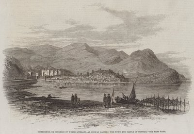 कॉनवे कैसल, द टाउन एंड कैसल ऑफ़ कॉनवे (उत्कीर्णन) में ईस्टेडफ़ोड, या कांग्रेस ऑफ़ वेल्श लिटरेती द्वारा अंग्रेजी स्कूल