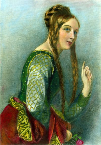 ऐक्विटोर ऑफ़ एक्विटेन, हेनरी II की रानी, हेनरी जी। बोहन द्वारा मुद्रित, 1856 (रंग उत्कीर्णन) द्वारा अंग्रेजी स्कूल