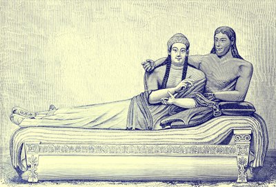 एट्रीस्कैन मकबरे, विक्टर ड्यूरी द्वारा रोम के इतिहास का चित्रण, 1884 (डिजिटल रूप से उन्नत छवि) प्रकाशित द्वारा अंग्रेजी स्कूल