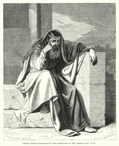 यहेजकेल परमेश्वर की व्यवस्था को त्यागपत्र दिखा रहा है, यहेजकेल XXIV द्वारा अंग्रेजी स्कूल