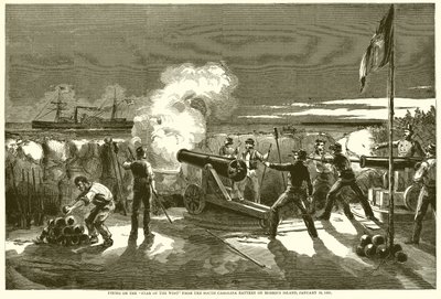 10 जनवरी, 1861 को मॉरिस द्वीप पर दक्षिण कैरोलिना बैटरी से पश्चिम के स्टार पर फायरिंग द्वारा अंग्रेजी स्कूल