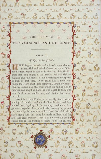 द वोल्संग्स एंड निबलुंग्स की कहानी का पहला पृष्ठ, c.1870 द्वारा अंग्रेजी स्कूल