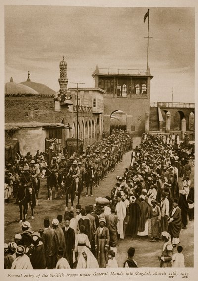 मार्च 11, 1917, 1917-19 में जनरल मौड के तहत ब्रिटिश सैनिकों की औपचारिक प्रविष्टि बगदाद में द्वारा अंग्रेजी स्कूल