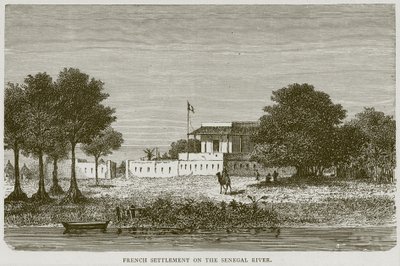 सेनेगल नदी पर फ्रेंच निपटान, इलस्ट्रेटेड ट्रेवल्स से चित्रण, c.1880 द्वारा अंग्रेजी स्कूल