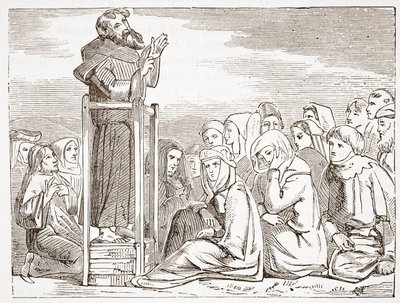 जेम्स ऐटन विली (1808-1890), पब द्वारा प्रोटेस्टेंटिज्म के इतिहास का चित्रण, एक चल गूदे से उपदेश। 1878 द्वारा अंग्रेजी स्कूल