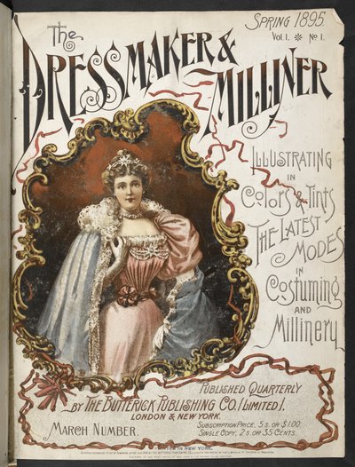 फ्रंट कवर. द ड्रेसमेकर एंड मिलिनर. 1895. द्वारा अंग्रेजी स्कूल