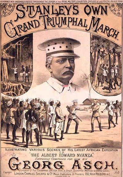 जॉर्ज एश (कलर लिथो) द्वारा रचित 'स्टेनलीज़ ओन ग्रैंड ट्रूफ़ल मार्च' के लिए संगीत स्कोर का फ्रंट कवर द्वारा अंग्रेजी स्कूल