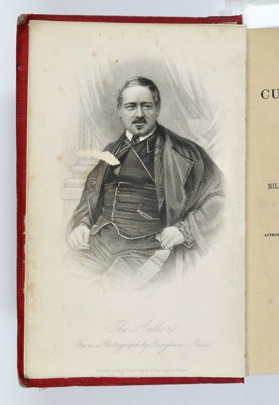 लेखक के एक चित्र के साथ सोयर्स क्यूलिनरी कैंपेन का फ्रंटस्पाईज, G.Routeledge & Co., लंदन द्वारा प्रकाशित द्वारा अंग्रेजी स्कूल