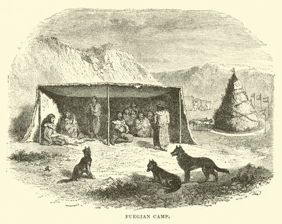 फ़्यूज़ियन कैंप, टिएरा डेल फ़्यूगो, 1890 द्वारा अंग्रेजी स्कूल