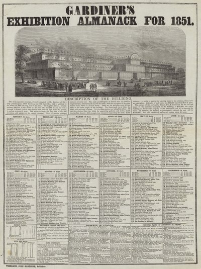 1851 के लिए गार्डिनर्स एग्जिबिशन अलमनैक द्वारा अंग्रेजी स्कूल