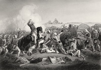 1858 में प्रकाशित &39;द हिस्ट्री ऑफ द इंडियन म्यूटिनी&39; से 1857 में फत्तपोर में नाना साहिब पर जनरल हैवलॉक का हमला। द्वारा अंग्रेजी स्कूल
