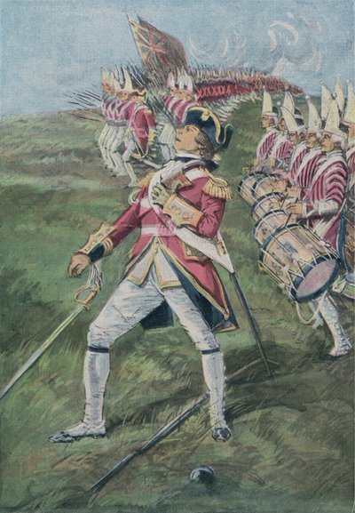 क्यूबेक, कनाडा, 1759 की लड़ाई में जनरल वोल्फ घायल हो गए द्वारा अंग्रेजी स्कूल