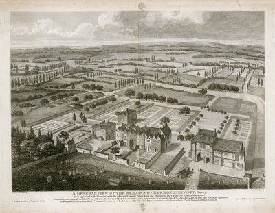 बरमोंडे एबे के अवशेषों का सामान्य दृश्य, जैसा कि 1805 में दिखाई दिया था द्वारा अंग्रेजी स्कूल