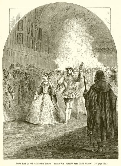 ओल्ड ग्रीनविच पैलेस में ग्रैंड बॉल: हेनरी VIII ऐनी बोलिन के साथ नृत्य द्वारा अंग्रेजी स्कूल