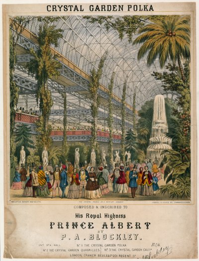 महान प्रदर्शनी, 1851, क्रिस्टल गार्डन पोल्का द्वारा अंग्रेजी स्कूल