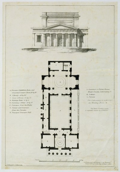 लोअर असेंबली रूम्स, बाथ का ग्राउंड प्लान, चार्ल्स हुलमंडेल (1789-1850) द्वारा उकेरा गया द्वारा अंग्रेजी स्कूल