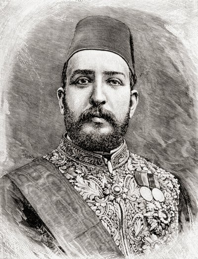 एचएच मुहम्मद तवाफ़िक पाशा, मिस्र का तौफ़ीक, 1890 (लकड़ी की नक्काशी) द्वारा English School