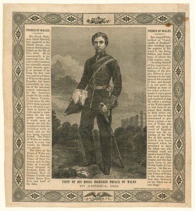 1860 में अमेरिका की यात्रा के राजकुमार की प्रशंसा करते हुए रूमाल द्वारा अंग्रेजी स्कूल