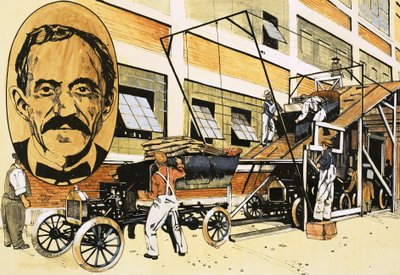 हेनरी फोर्ड और 1908 की उनकी पहली प्रोडक्शन लाइन है द्वारा अंग्रेजी स्कूल