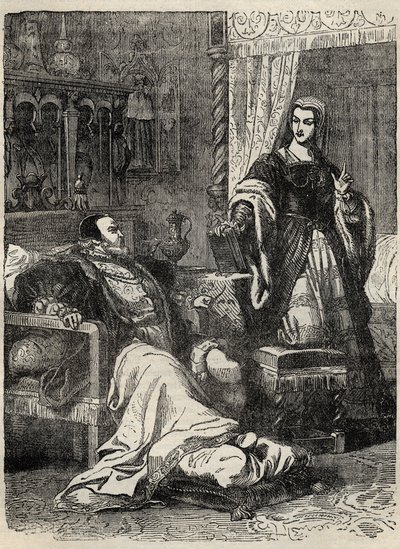 हेनरी VIII और क्वीन कैथरीन पार (1512-1548) - कैसेल पेटर और गैलपिन द्वारा "" इंग्लैंड के इतिहास " से उत्कीर्णन द्वारा अंग्रेजी स्कूल